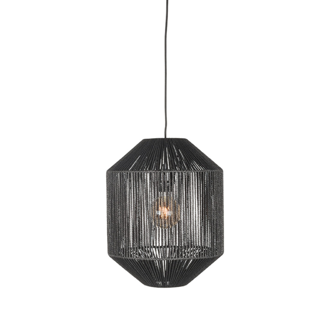 Hanglamp Ibiza 8211 Zwart 8211 Jute 8211 1 Lichts Cilinder 8211 Rhb Home Amp Living