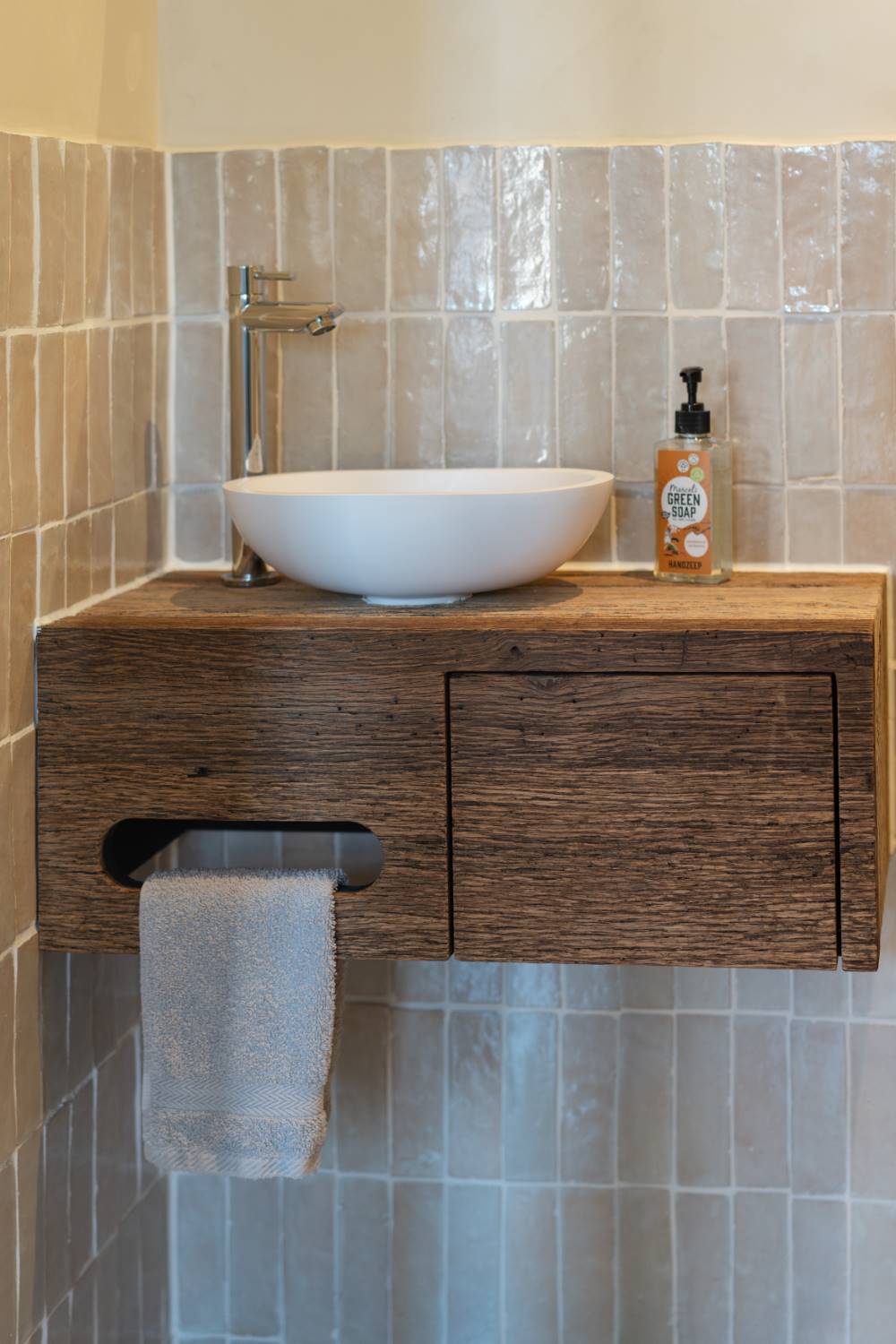 Barnwood Toiletmeubel Met Lade En Handdoekuitsparing