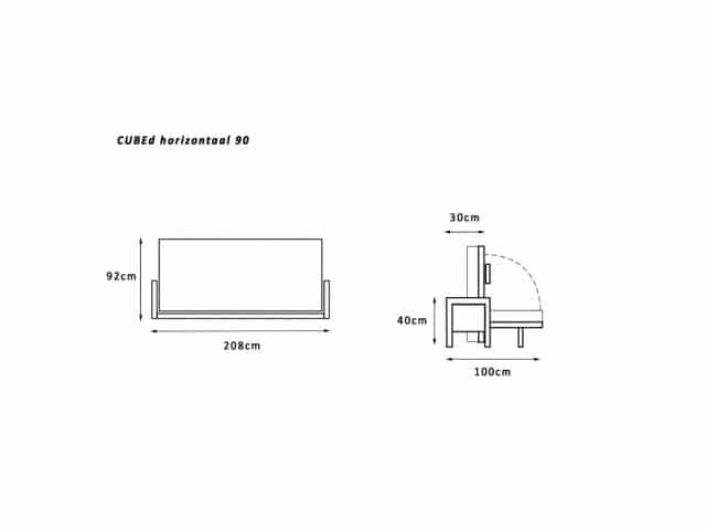 Dimensions of the Cubed horizontally