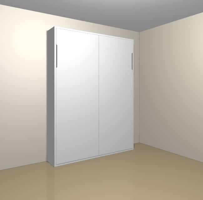 Wall bed Boxer 140 x 200 white in closed situation against the wall