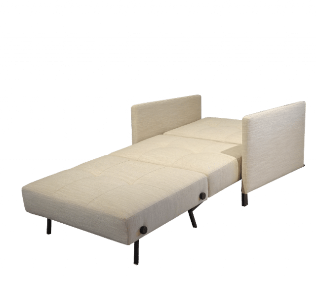 Bedbank Cubed de luxe met armen uitgeklapt als bed