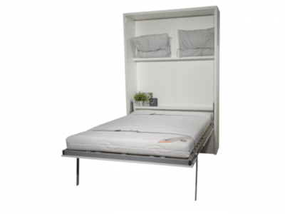 The wall bed Murphy folded out as a bed. The drawers under the bed ensure that the bed is at a pleasant height