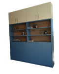 Wall bed Pronto with bookshelves and closed top cabinets