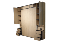 Everything open except for the bed in the Panorama folding bed