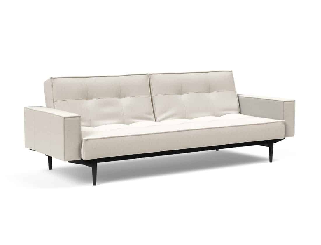 Splitback Styletto Sofa Bed Black Wood With Arms 531 P2 Web