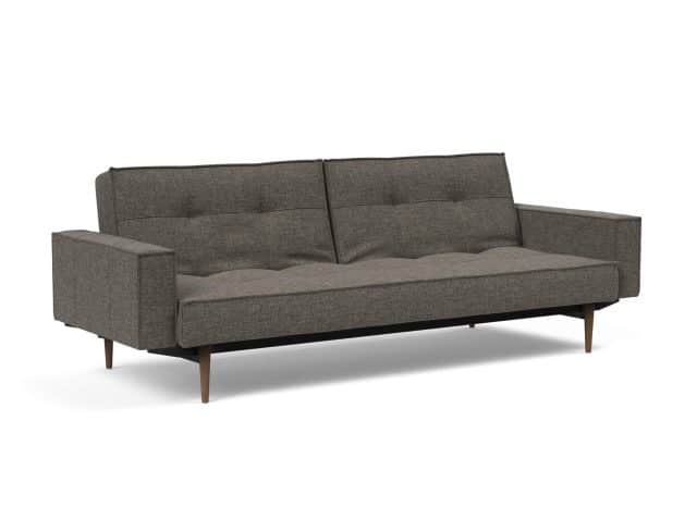 Splitback Styletto Sofa Bed Dark Wood With Arms 216 P2 Web