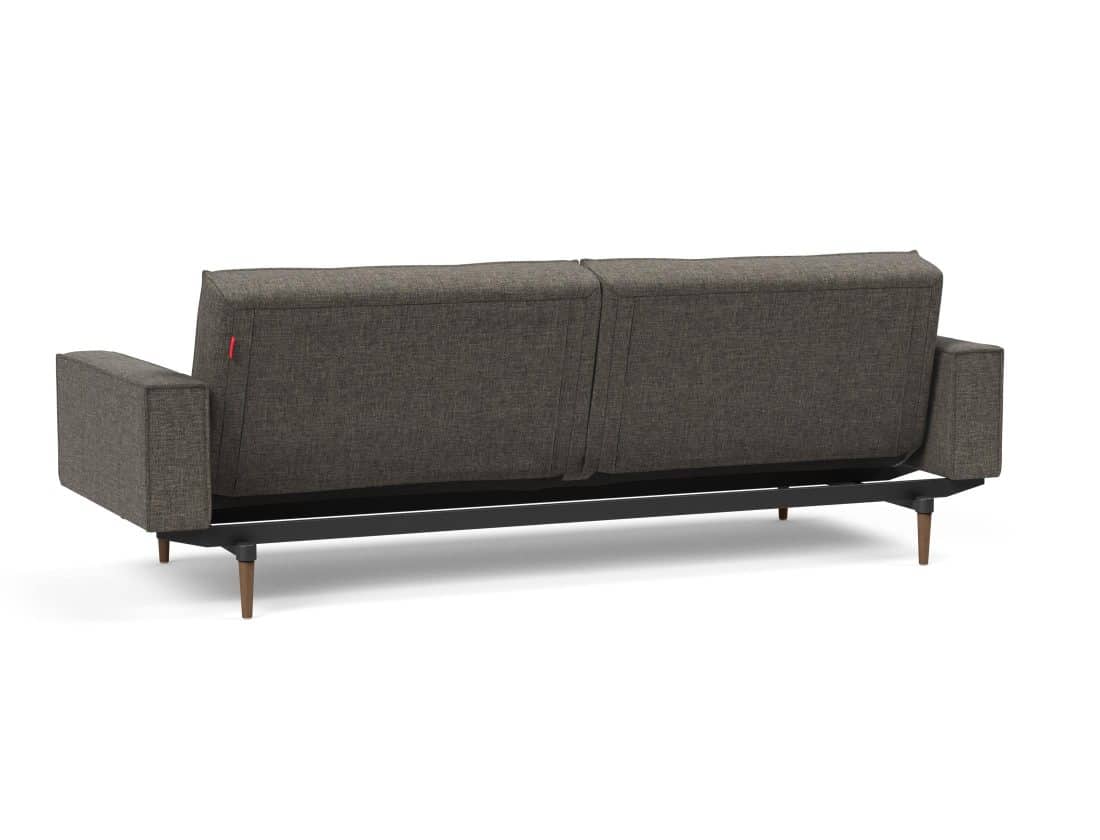 Splitback Styletto Sofa Bed Dark Wood With Arms 216 P5 Web