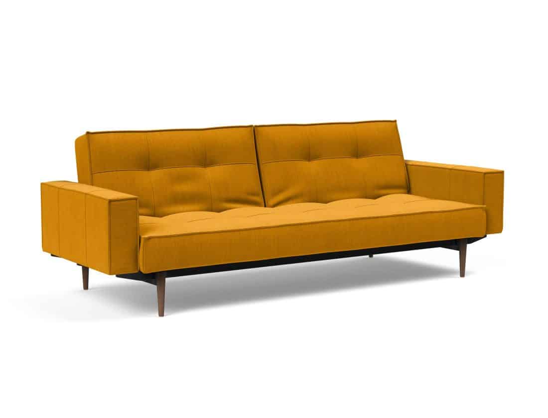 Splitback Styletto Sofa Bed Dark Wood With Arms 507 P2 Web