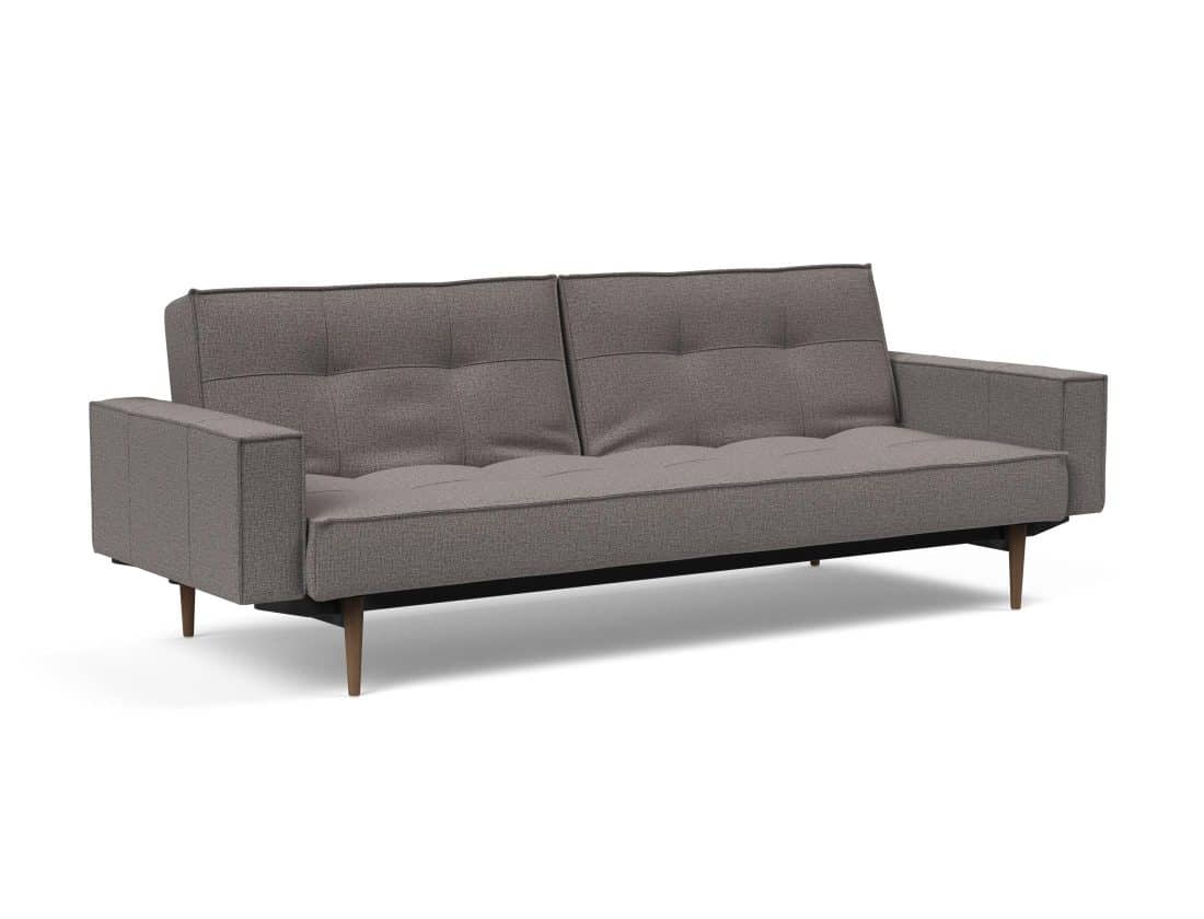 Splitback Styletto Sofa Bed Dark Wood With Arms 521 P2 Web