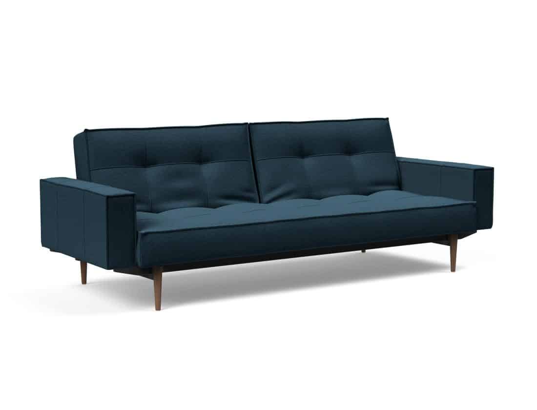 Splitback Styletto Sofa Bed Dark Wood With Arms 580 P2 Web