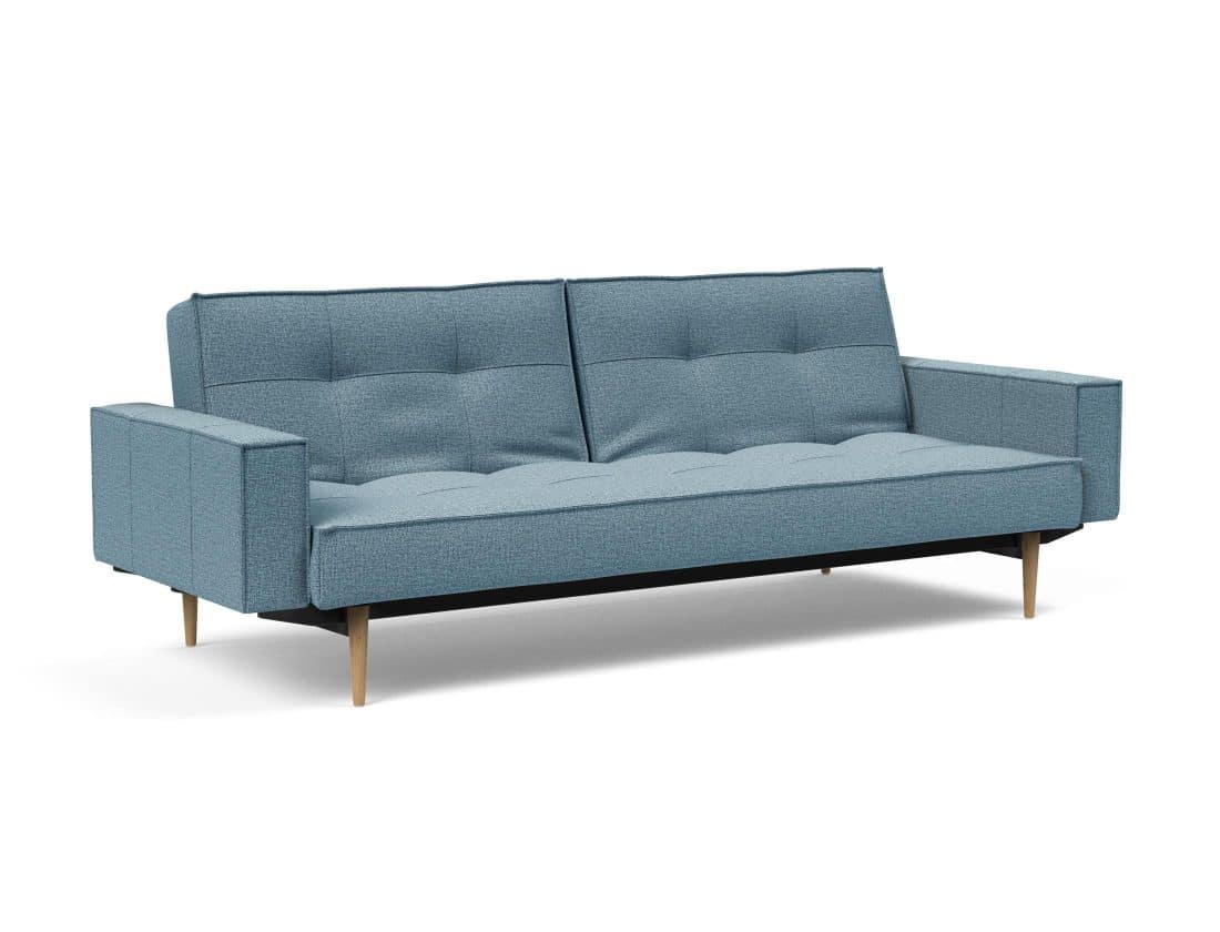 Splitback Styletto Sofa Bed Light Wood With Arms 525 P2 Web