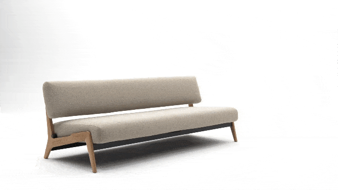 Here you can clearly see how the Nolis sofa bed folds and unfolds
