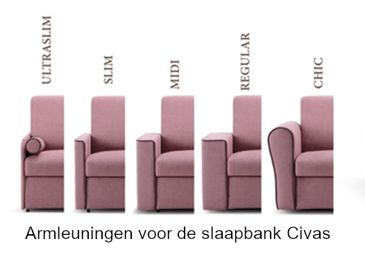 These armrests are possible with the Civas sofa bed