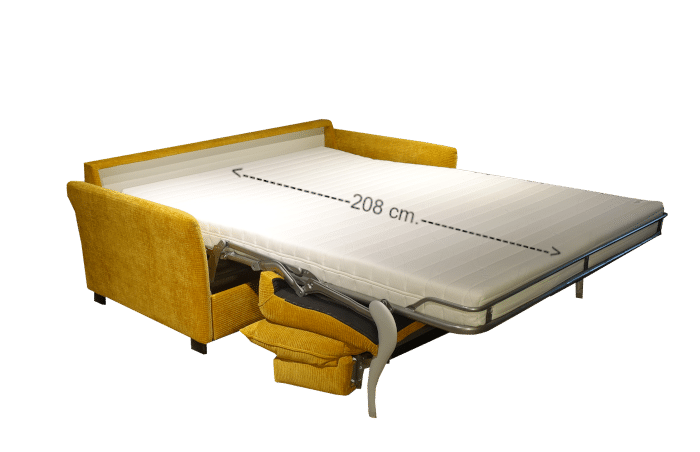Image of the unfolded sofa bed Inga with a mattress length of 208 cm