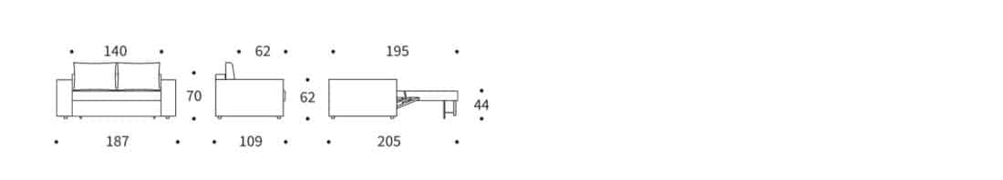 Neah 140 Sofa Bed Standard Arms Icon