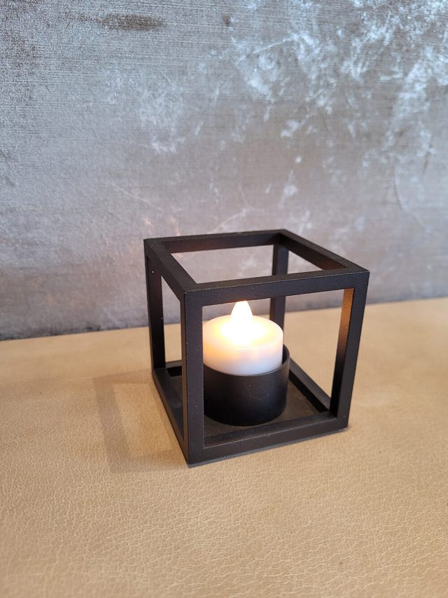 Bylassen Cube 1 Candlestick Black