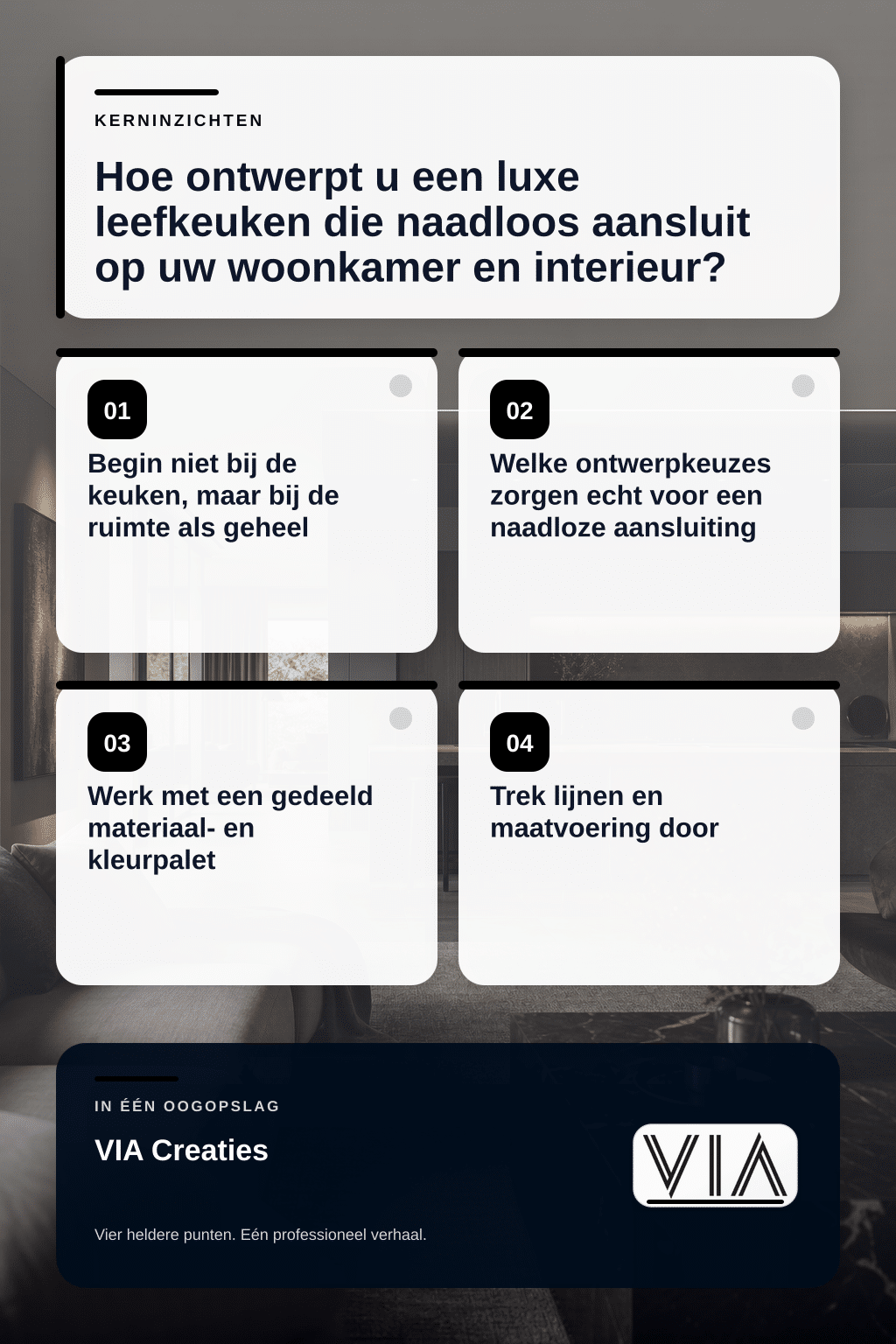 Hoe ontwerpt u een luxe leefkeuken die naadloos aansluit op uw woonkamer en interieur? - infographic