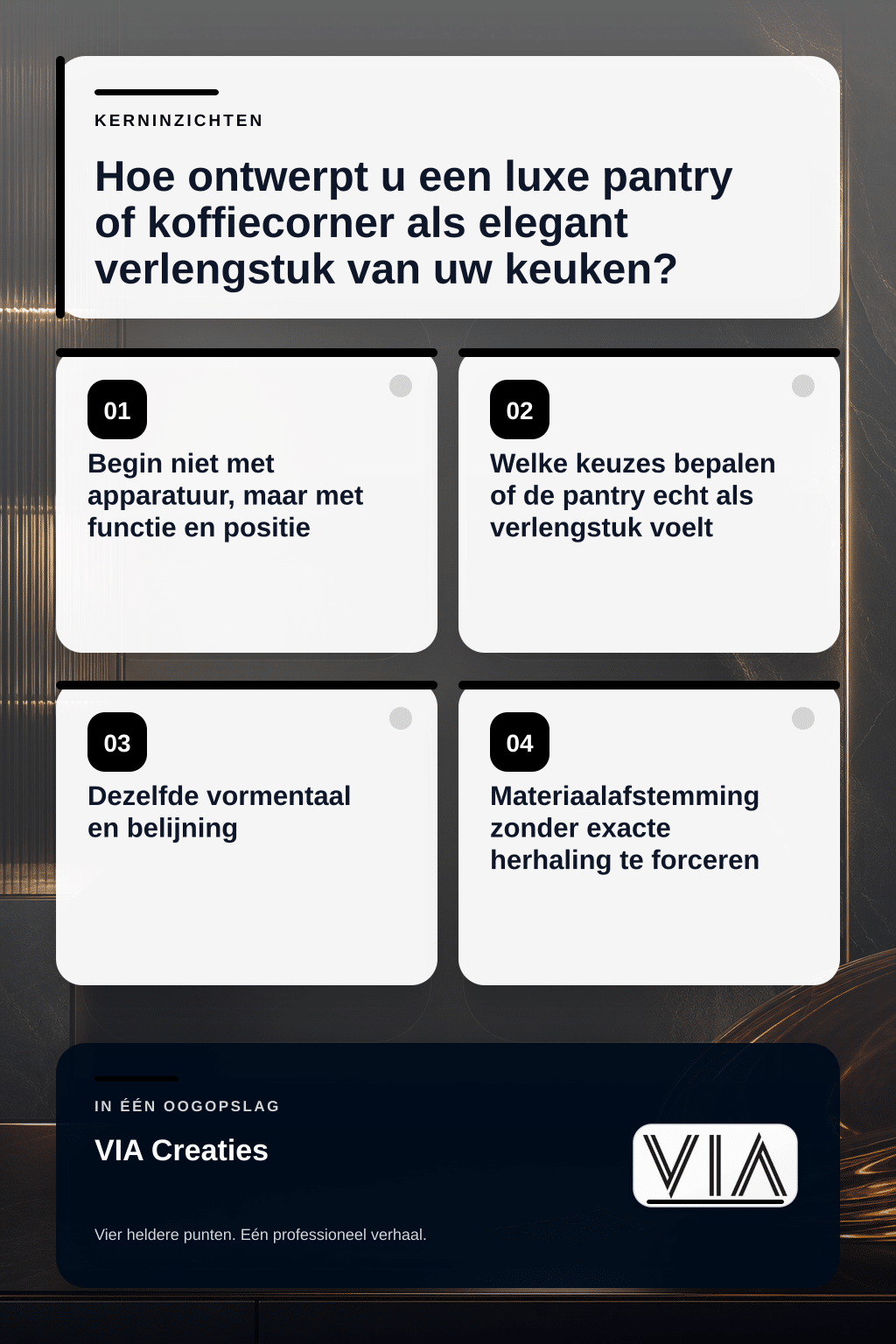 Hoe ontwerpt u een luxe pantry of koffiecorner als elegant verlengstuk van uw keuken? - infographic
