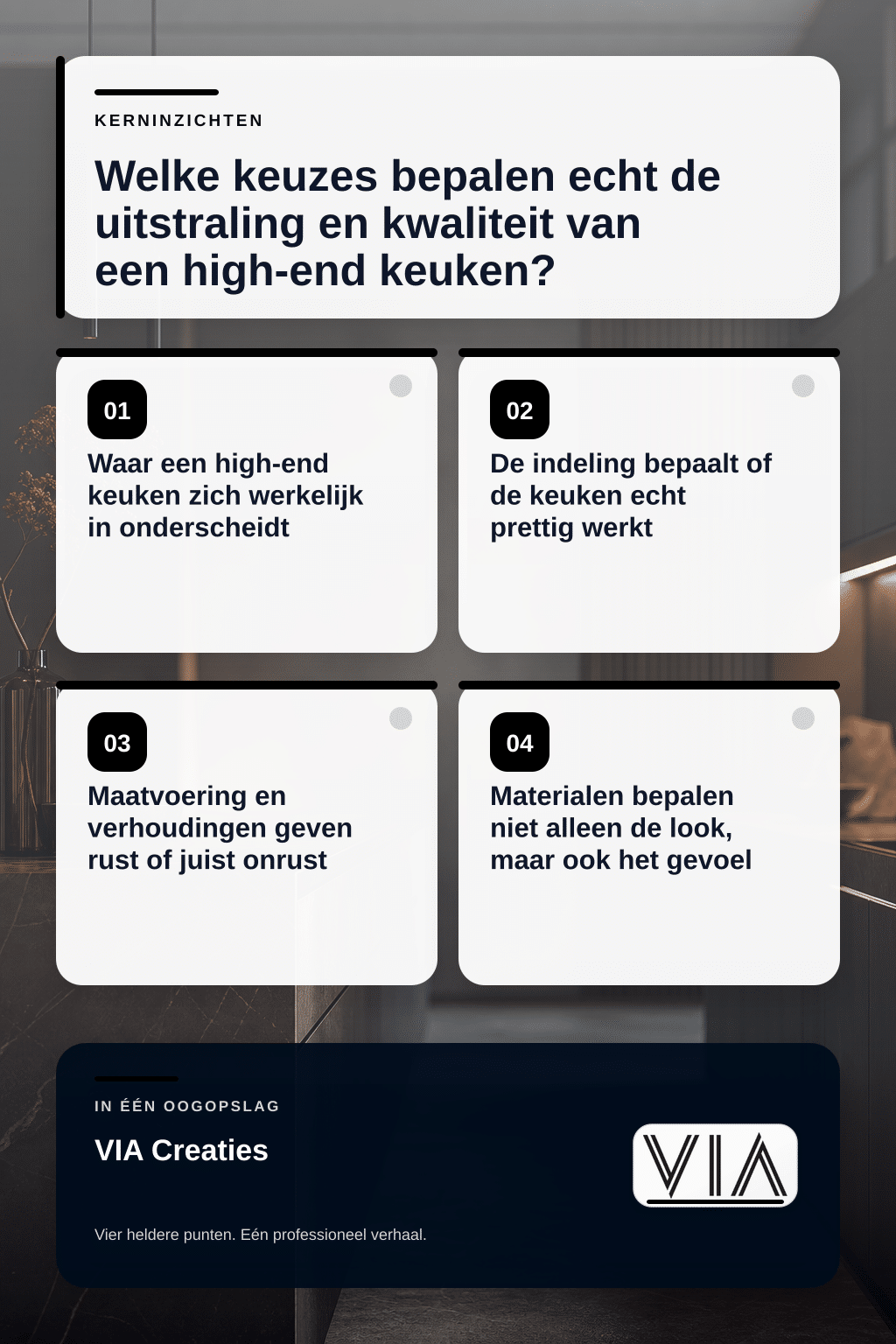 Welke keuzes bepalen echt de uitstraling en kwaliteit van een high-end keuken? - infographic