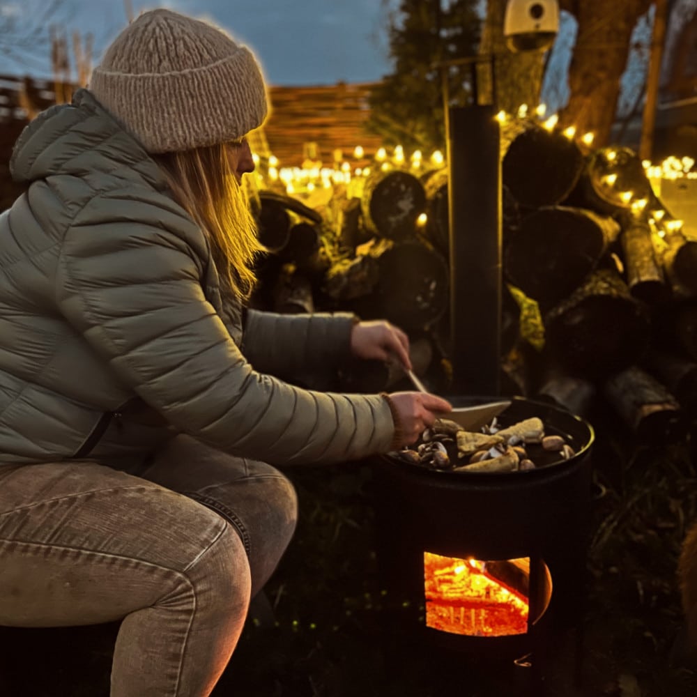 Cocina al aire libre y fuegos en invierno