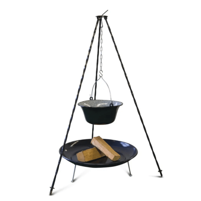 Dreibein-Set 120 cm mit 8-Liter-Hexenkessel und Feuerschale