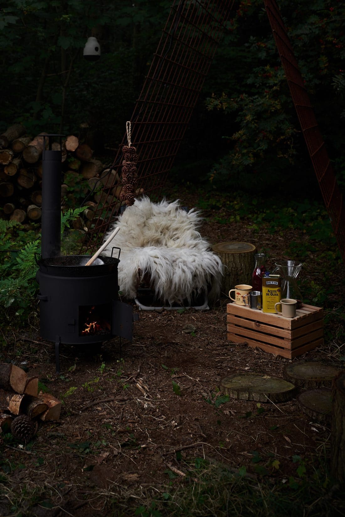 BBQ  Set de cuisson pour l'extérieur avec poêle wok et longue