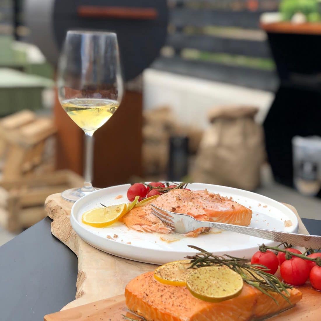 Smoked salmon from the Fire LAB. smoking board Western red cedar