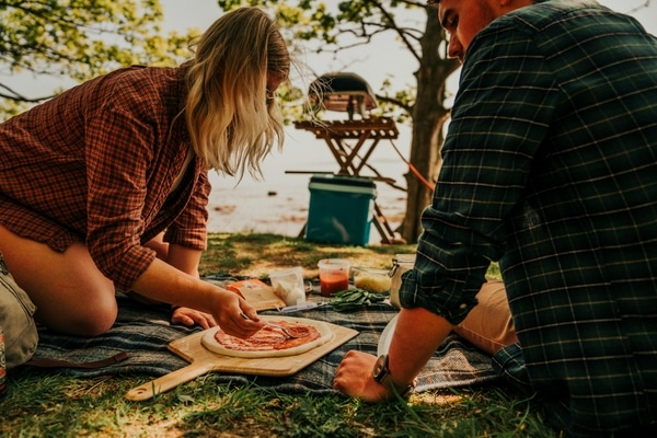 Pizzor på campingen smakar alltid jättegott.