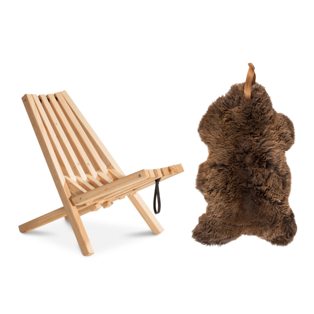 Luxury garden chair with thick sheepskin by Weltevree