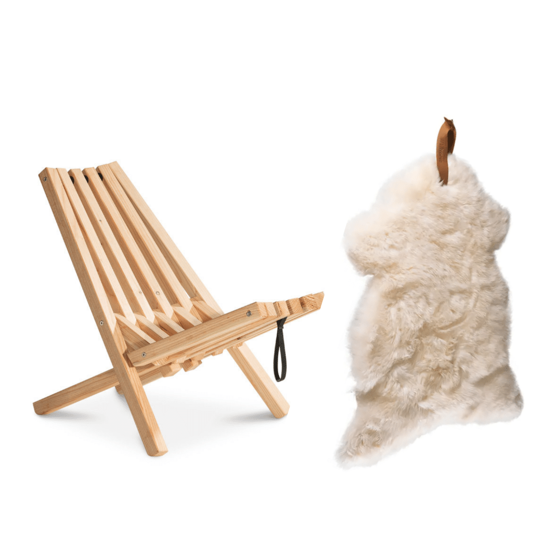 Preciosa silla de jardín con lujosa piel de oveja gruesa de Weltevree