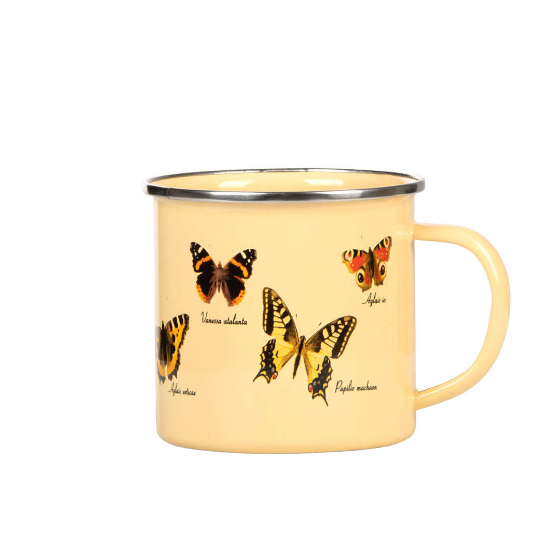 Bonita taza esmaltada con mariposas