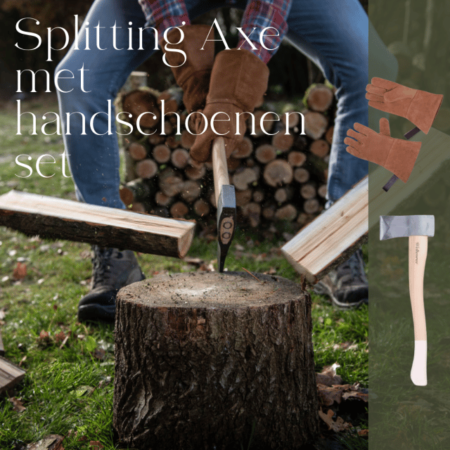 Splitting axe met handschoenen set