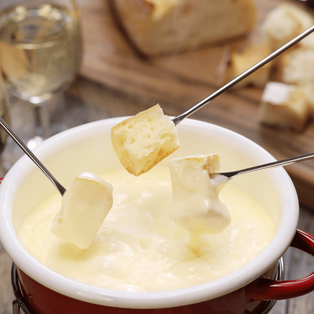 Cheese fondue in summer is a treat