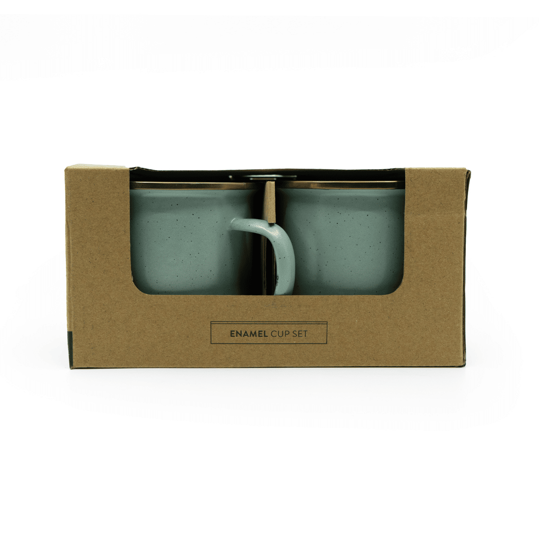 Barebones Enamel mugs set mint packaging