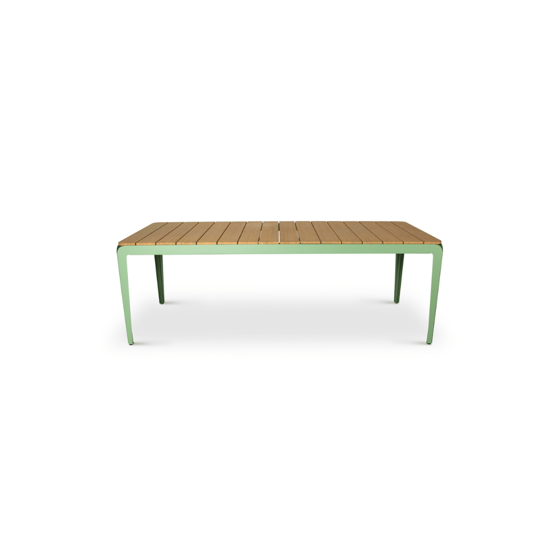 Bended table wood lichtgroen RAL 6021 zijkant
