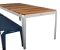 Bended table wood grey side front