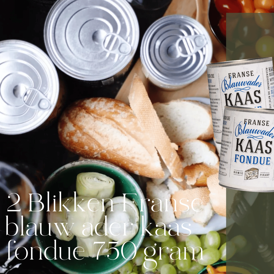 Actie twee blikken Franse blauw ader kaasfondue