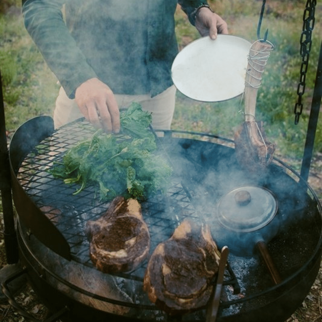 Barebones fire pit grill cooking outdoors