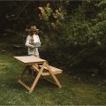 Hopfällbart picknickbord eller bänk med ryggstöd