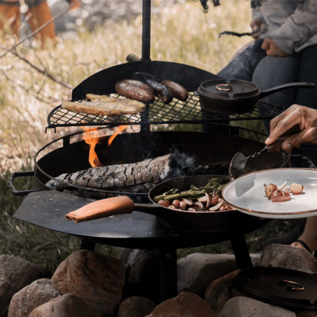 Barebones Cowboy Fire Pit grill system Food