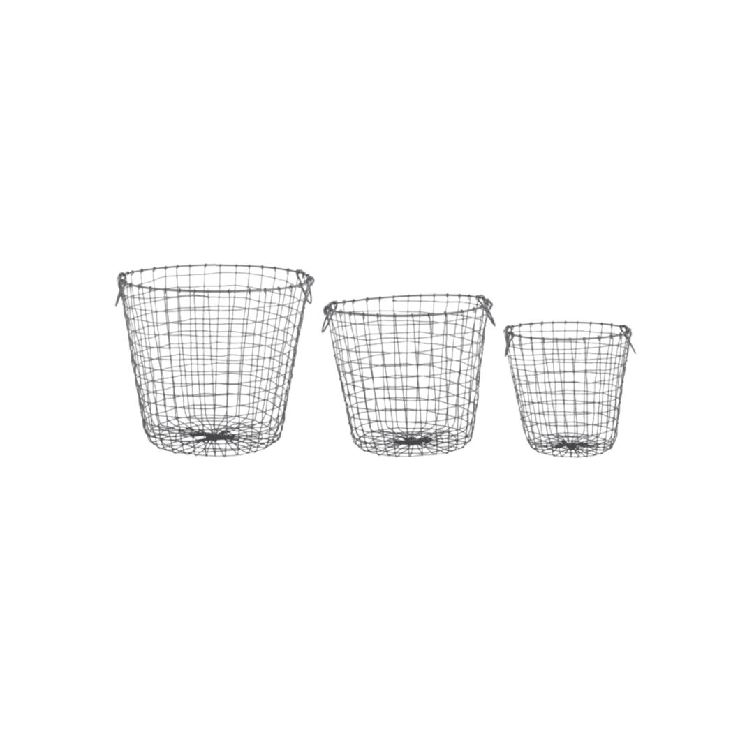 Wire baskets round set of 3