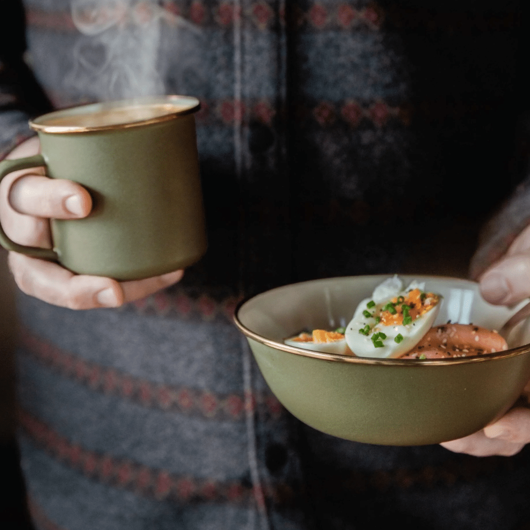 Enamel mug and bowl Olive Drab Barebones