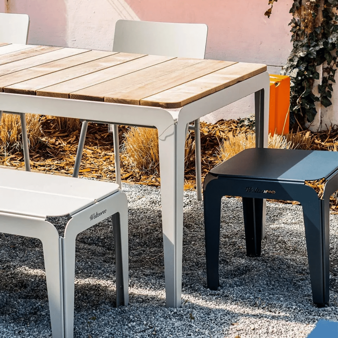 Bended bench agaat grijs tuinset Weltevree