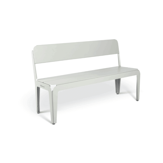 Bended bench grijs met rugleuning