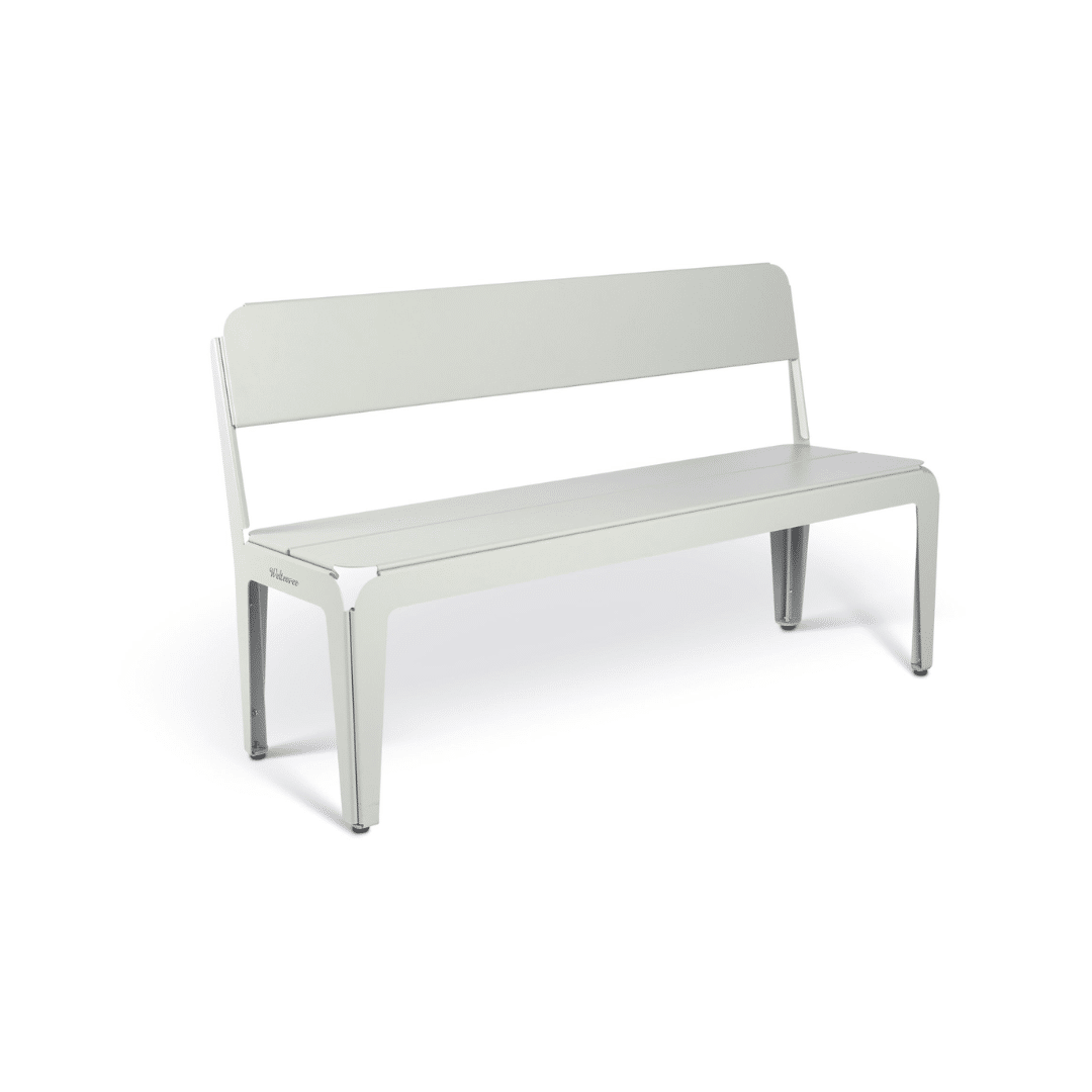 Bended bench grijs met rugleuning