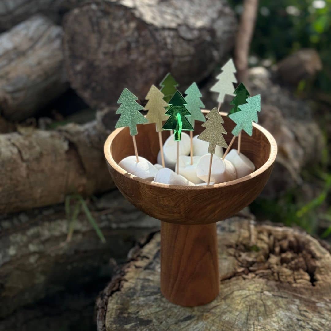 Houten bowl met kerst marshmallows