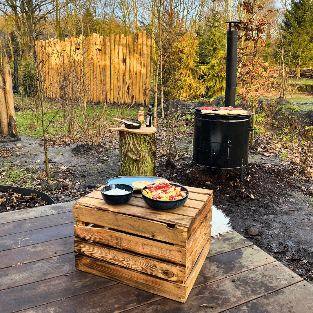 Heerlijk buiten koken bij Natuurhuisjes Westerwolde