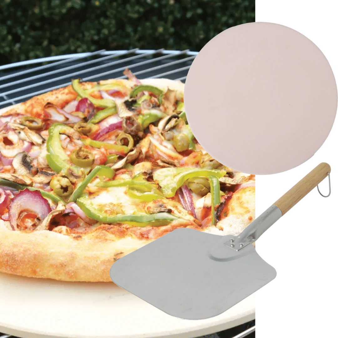 Pizzasteen en pizzaschep set