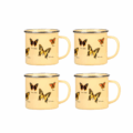 Emaille mokken set vlinder 4 stuks