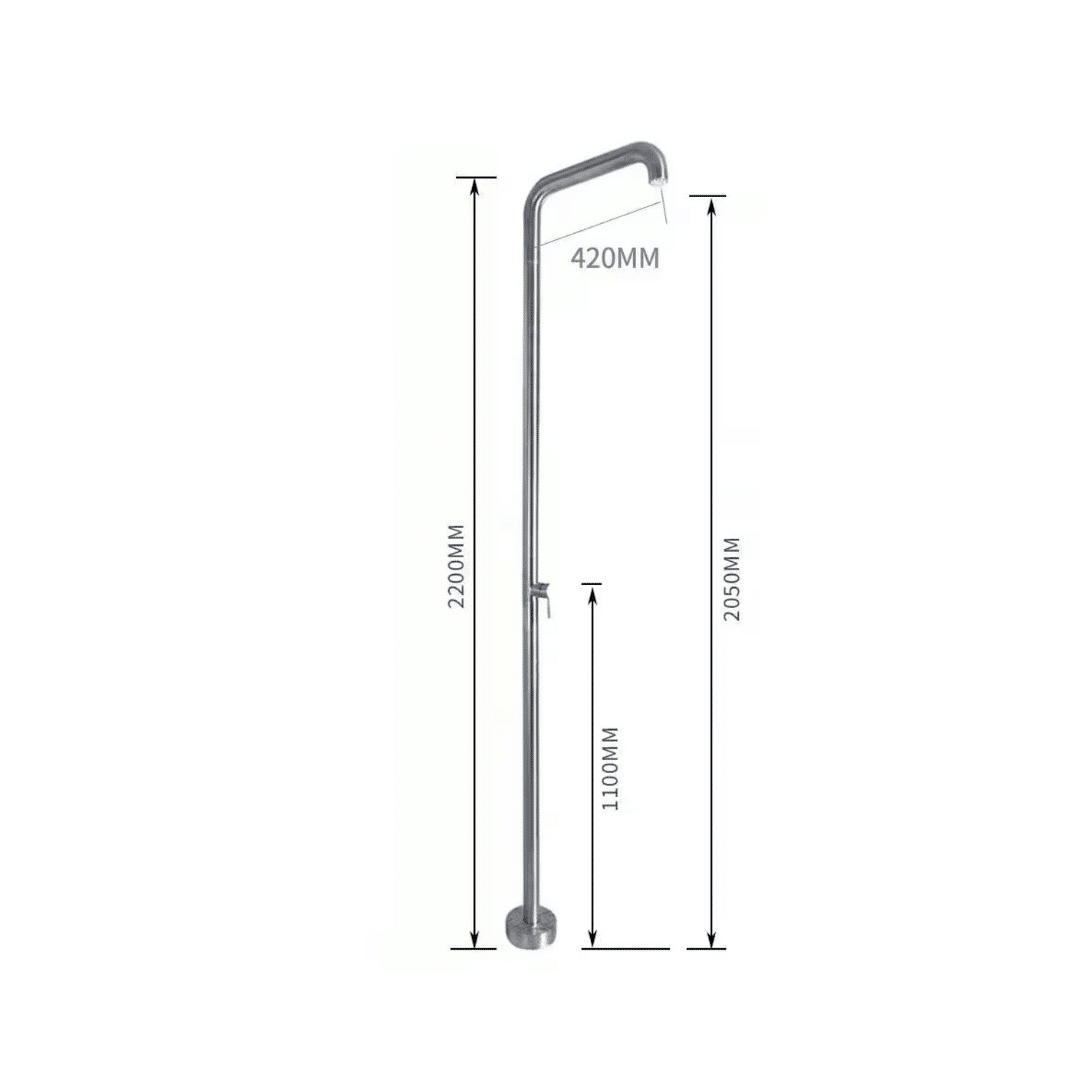 Buitendouche Flow Stainless steel afmetingen